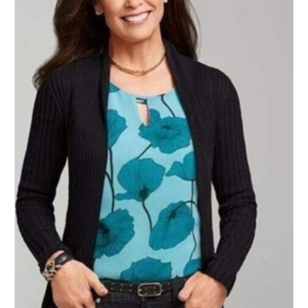 Cabi Poppy Floral Print Sleeveless Scoop Neck Blouse Women's XS Blue Office Work
